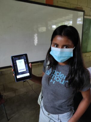 Student with tablet.