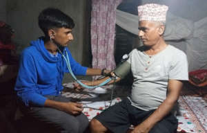 Santosh takes blood pressure