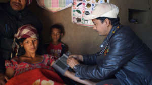 Dr Lalit treats a severely ill pregnant villager