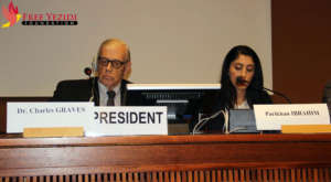 Pari Ibrahim at the UN dressing needs of Yezidi