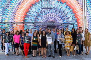 YoungArts Staff and Members with Alumni Mural