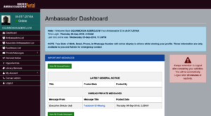 Sample of Ambassadors Dashboard