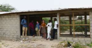Checking out the construction of the chicken coop