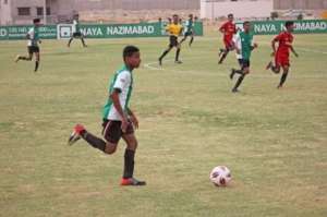 Hasnain from the Karachi United Academy in action