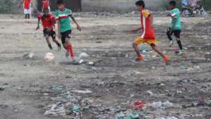 Boys from Lyari find a way to play!