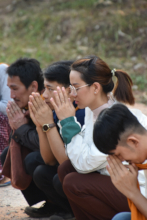 Students & Villager Pay Respects on the Alms Round