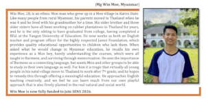 SENS 2026 Student: Win Moe (nickname) from Myanmar