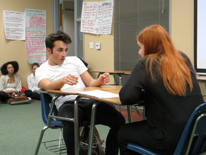 improvised scene of a teacher confronting student