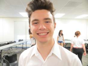 Isaac getting ready for a training (2014)