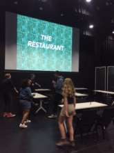 Students setting up "The Restaurant" activity