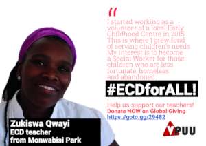 Zukiswa, one of our teachers in Monwabisi Park