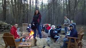 Bonfire - rain or shine at the Drake's!