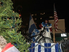 Evelyn braving the cold in the Holiday Parade
