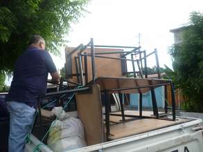 Loading up the desks for delivery