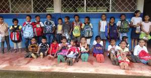 Students happy with their backpacks
