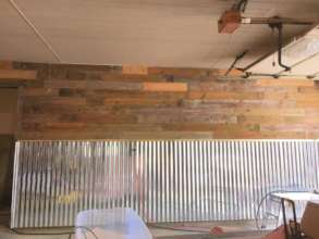 Family/Game room-New walls, tin and planks