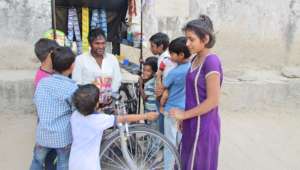 The child shopping at Rohan's Wheel Shop