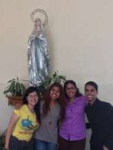Students w/Image Virgin of Lourdes (school patron)