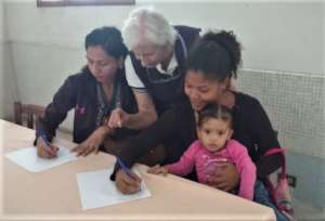 Prof. Beatriz with Yerlin and Karolayn