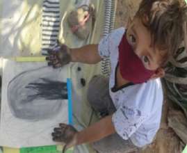 A child working on arts and crafts