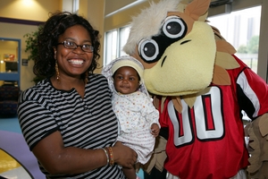 Freddie Falcon Visits Sheltering Arms