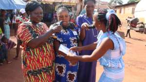 The women in a drama at the closing ceremony