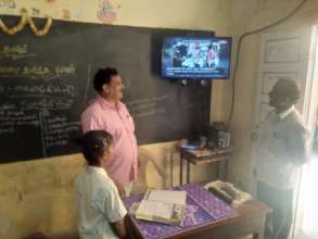 teacher teach the lesson through TV