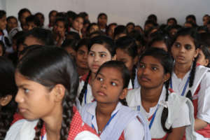 School girls attending awareness session