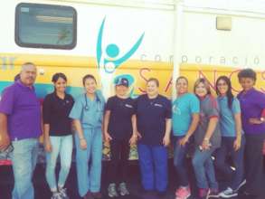 Our volunteers with the staff of Corporacion SANOS