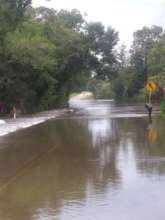 The high flood water levels covered roads