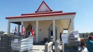 The outside view of the Buddhist temple turned...