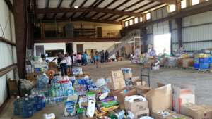 Inside view of the donation distribution center