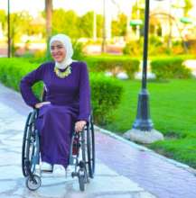 Rania on her wheelchair