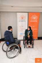 Asmaa during the wheelchair fitting session