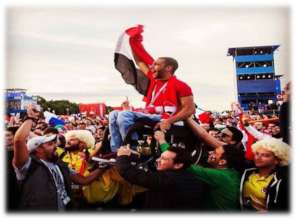 Alhassan supporting Egypt in Russia