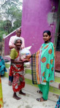 Neglected elder receiving food groceries