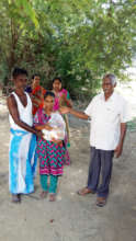 Blind girl receive food groceries