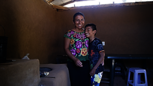 Mother and child in the new safe kitchen