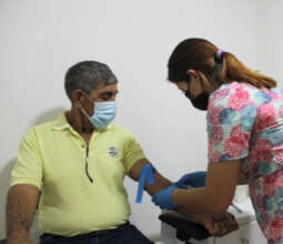 Happy patient getting test