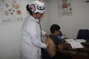 Happy kid in medical examination