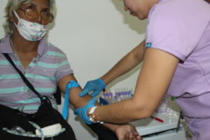 Elderly patient recieving healthcare