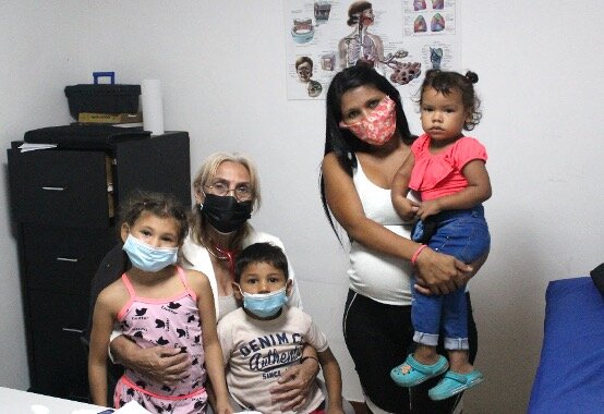 Family receiving medical care