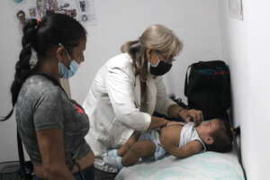 Young patient receiving medical evaluation