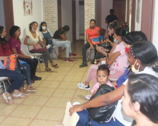 Happy patients in the waiting room