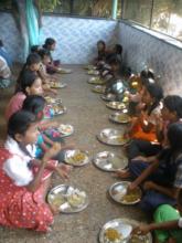 Girls from our home having Lunch