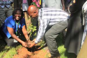 Team planting a tree to marka successful session