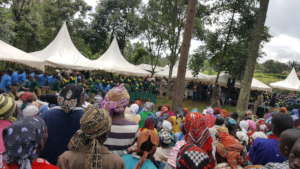 Pupils presenting songs and dance during the forum