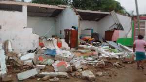 Destroyed homes at Tijijiapan, Oaxaca