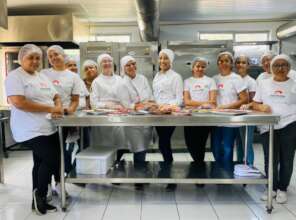 proud students in the kitchen