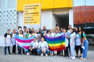 Feeding Dreams Students in Front of LGBTQ+ Center